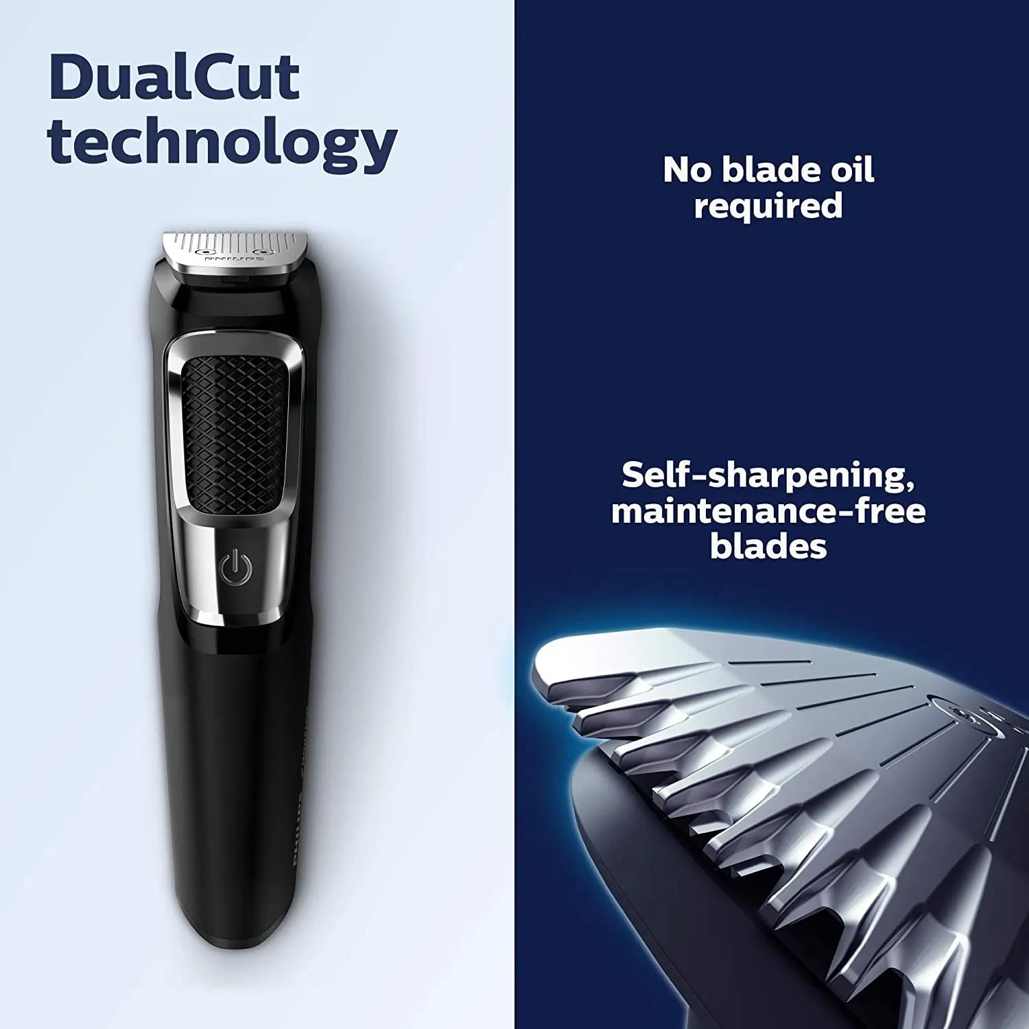 Multifunctional nose and beard hair clippers with flushable waterproof blades and lithium-ion battery