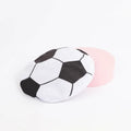 Blue basketball pattern plush cat toy disc with catnip and crinkle sound inside.