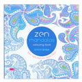 Mandala unzip colouring book showing binder binding and 21cm square dimensions