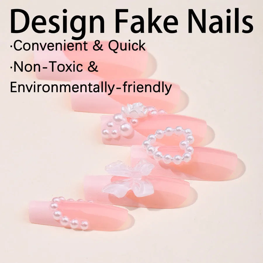 French love pearl removable nail stickers in colour XD93 with jelly glue and polish rub