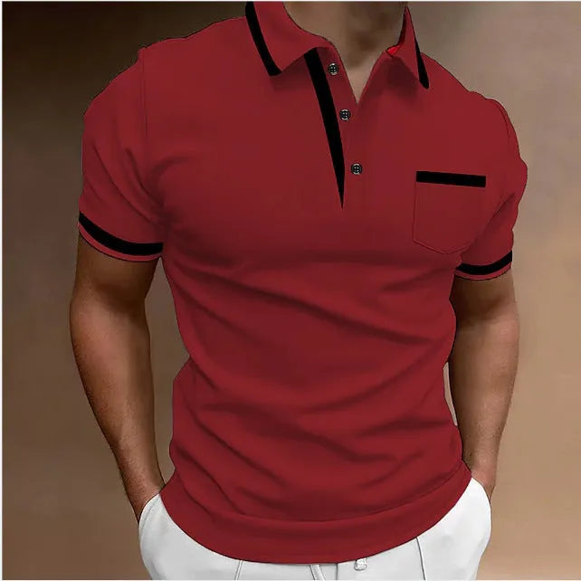 Men's casual square collar double buckle printed short sleeve shirt, green colour, slim fit polyester top on white background