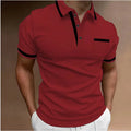 Men's casual square collar double buckle printed short sleeve shirt, green colour, slim fit polyester top on white background