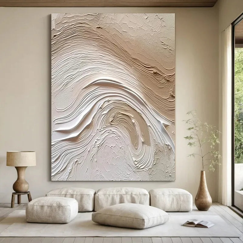 Handmade Oil Painting Wall Decor 50x70cm Canvas Art Frameless Simple Modern Style Cream Tone Entrance Decoration Frameless Painting Living Room Artwork