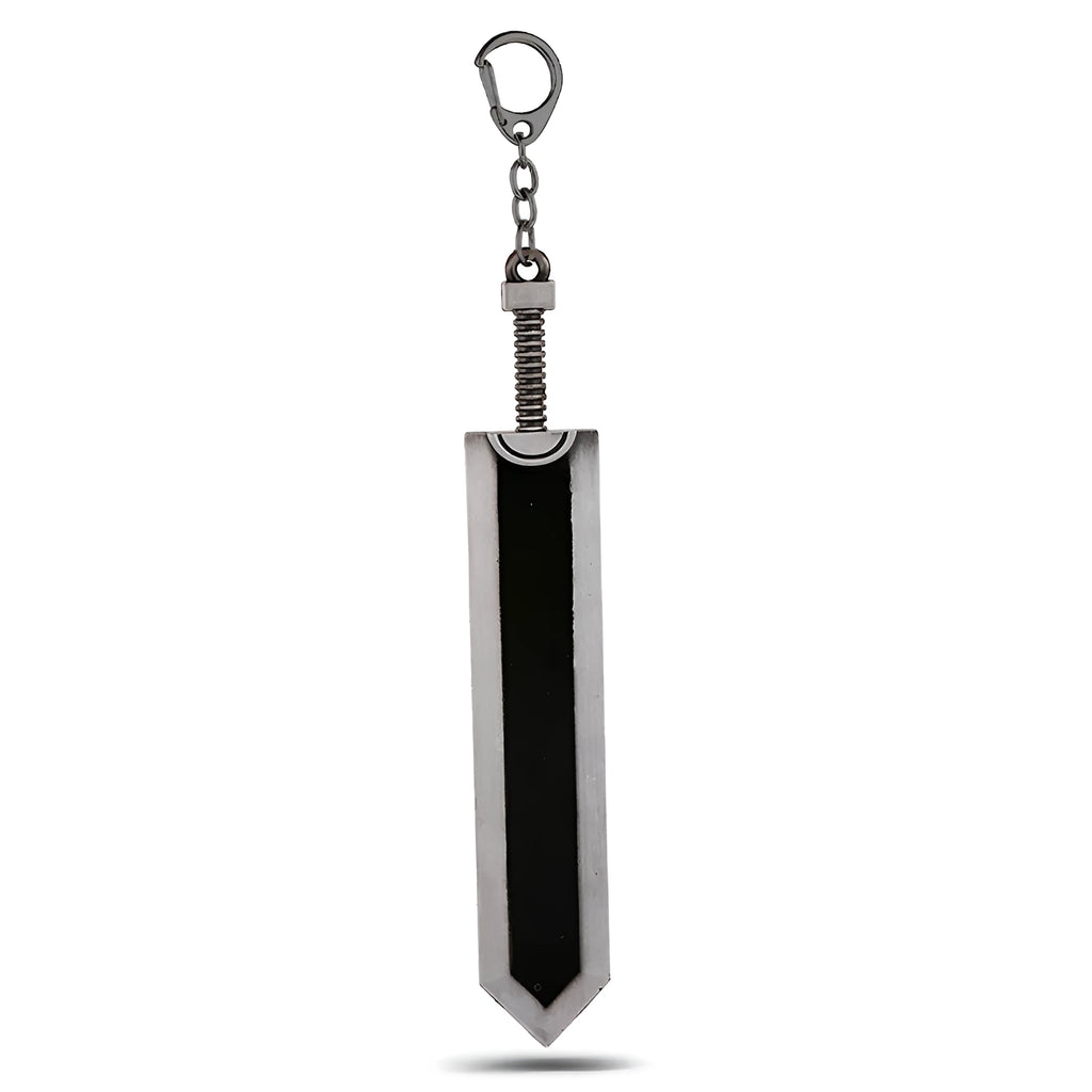 Sword Wind Legend keychain pendant in black zinc alloy, about 2.0x12cm and 35g, in OPP bag.