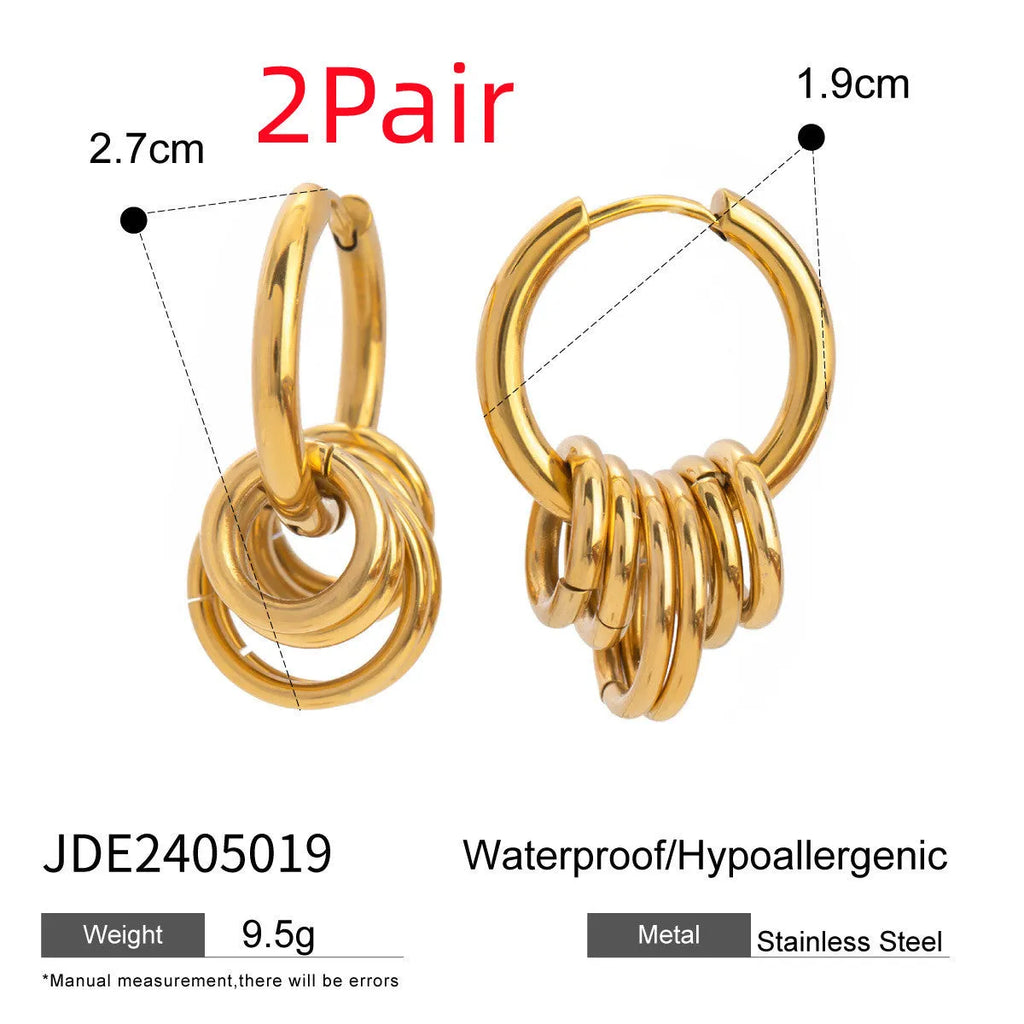 Stainless steel colour matching earrings with electroplated finish in modern ins style