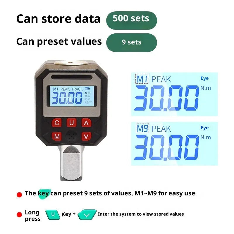 Digital torque meter 17-340 Nm six-piece set with digital display, model 17-340 Torquemeter