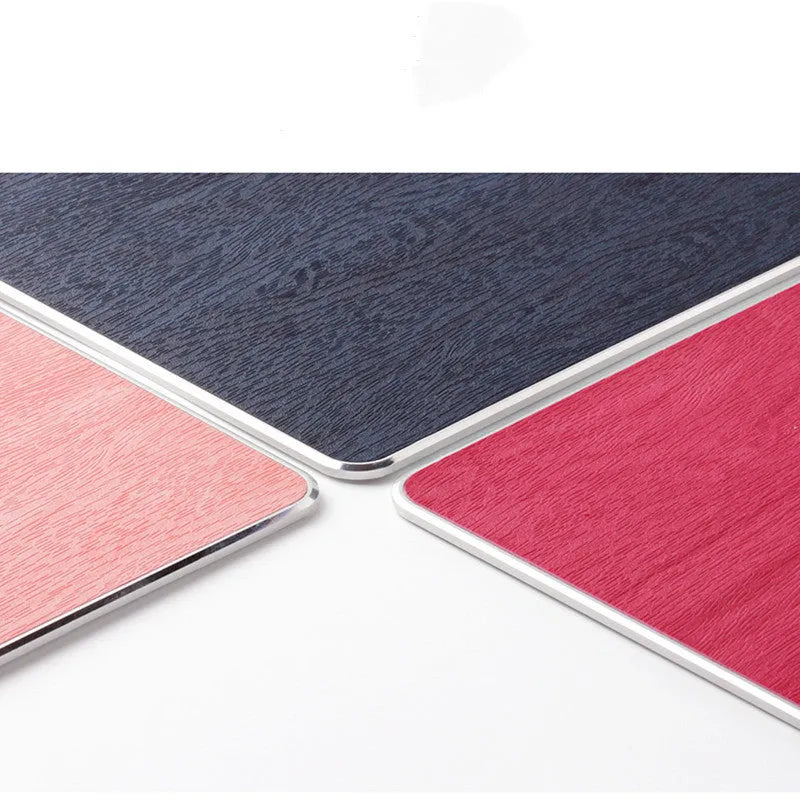 Oversized metal aluminium alloy mouse pad with PU leather surface and silica gel non-slip base, 249x200x3.2mm