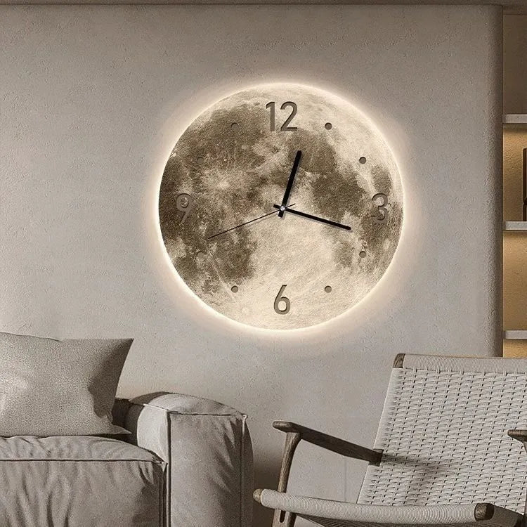 Wall clock with optional LED light in 30cm, 40cm or 50cm diameter for living room or bedroom