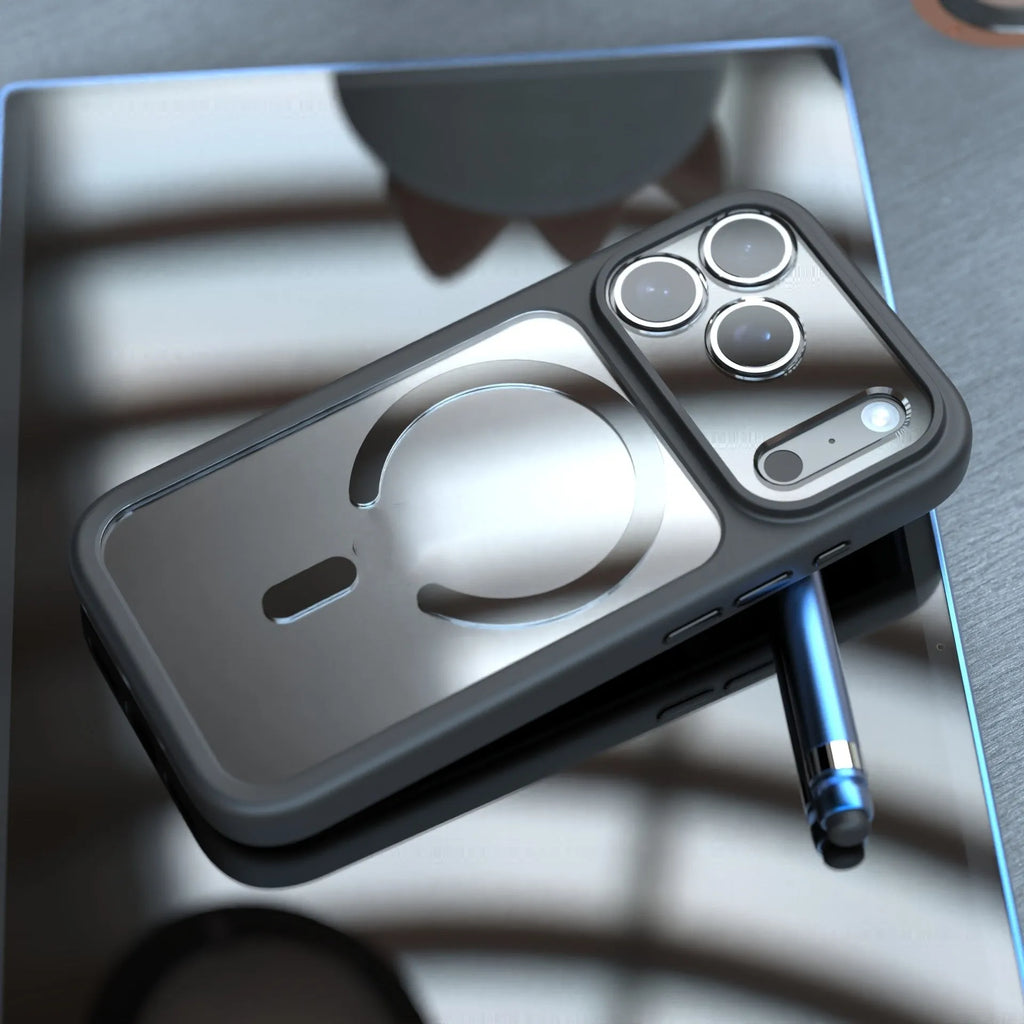 iPhone 17 Pro Max two-in-one magnetic phone case in black, dark blue, and white colour options