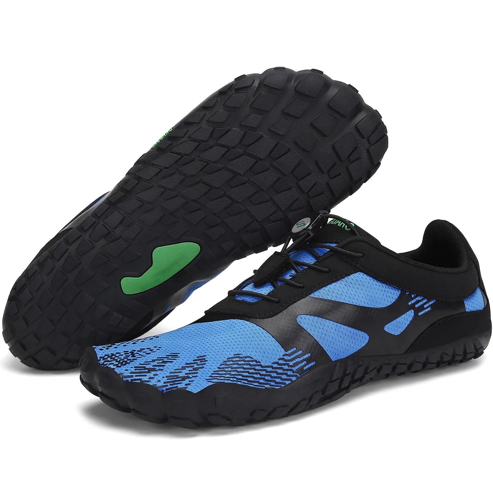 Men's rubber mesh water sports shoes in black with lace-up closure and rubber outsole