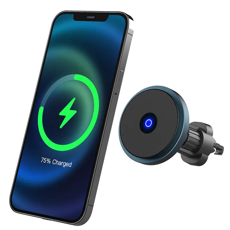 Metal car vent wireless charging bracket for smartphones with 15W fast charging