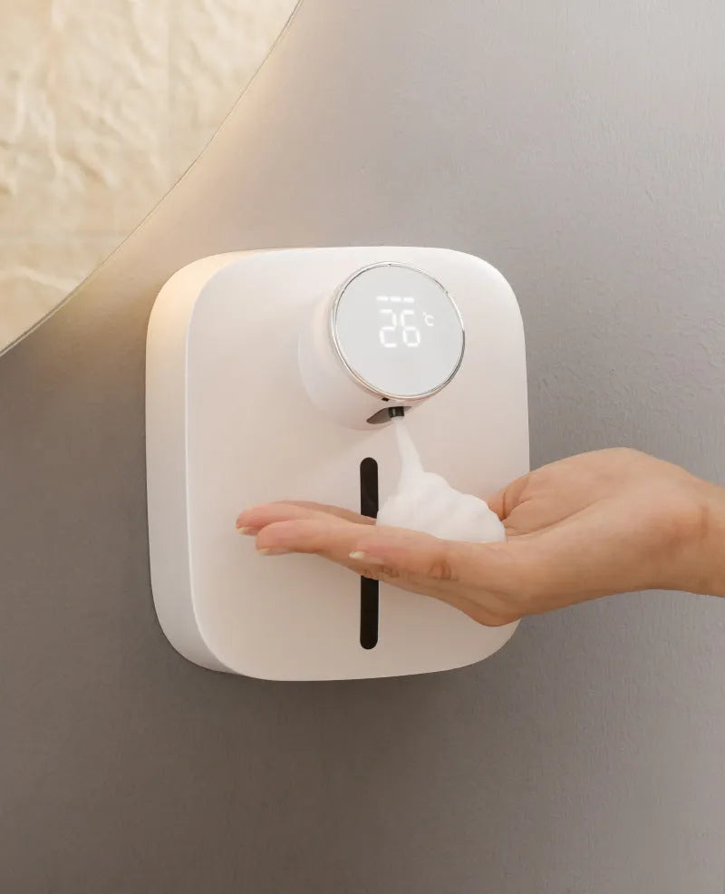 Wall mounted smart sensor soap dispenser in ceramic white with 320mL tank and induction function