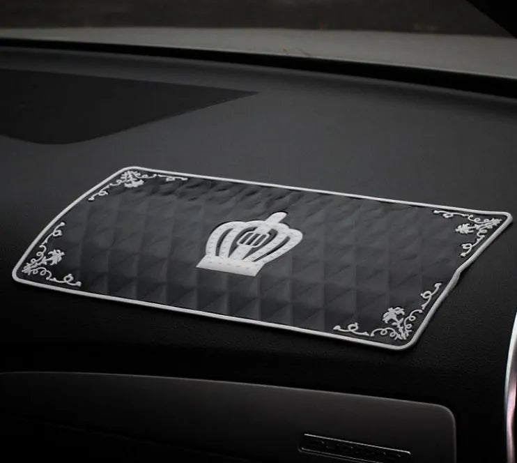 Car anti-skid pad 30cm x 15cm PVC dashboard mat in An crown and Crowe heart designs