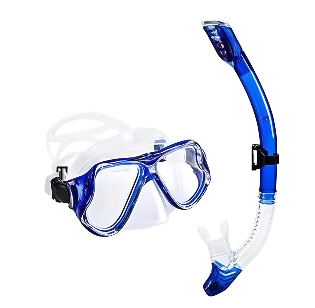Diving goggles with PC frame and transparent glass lens in multiple colour options