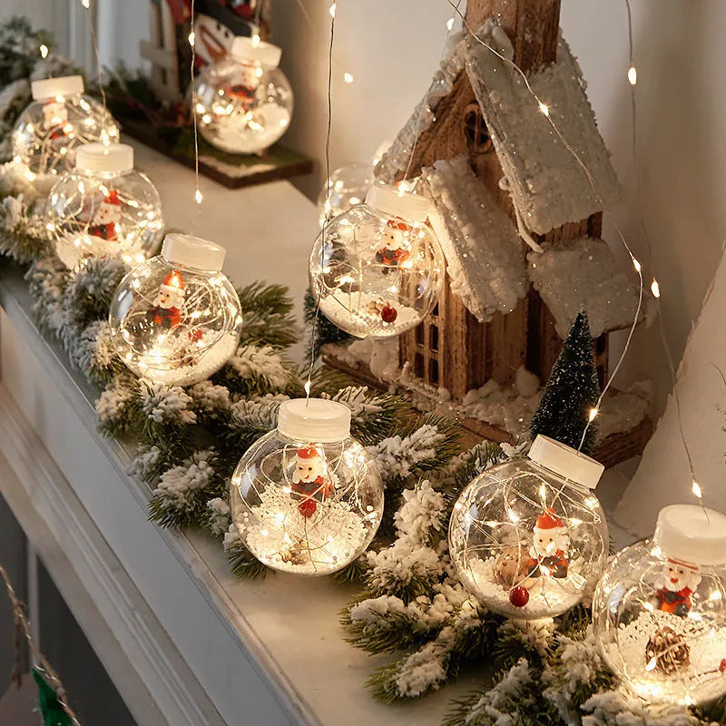 10 LED Christmas curtain lights with fairy snowman wishing ball lamps for window decoration