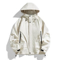 Loose-fit rabbit fur modal hooded jacket in duck shit green colour with zip pockets.