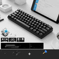 RK 61 wireless mechanical keyboard with Bluetooth, showing compact layout and carrying belt.