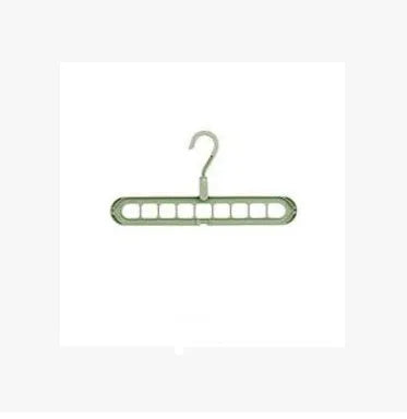 Plastic clothes hanger with a white hook on a pink background, showing its 33 cm length and rotatable handle.
