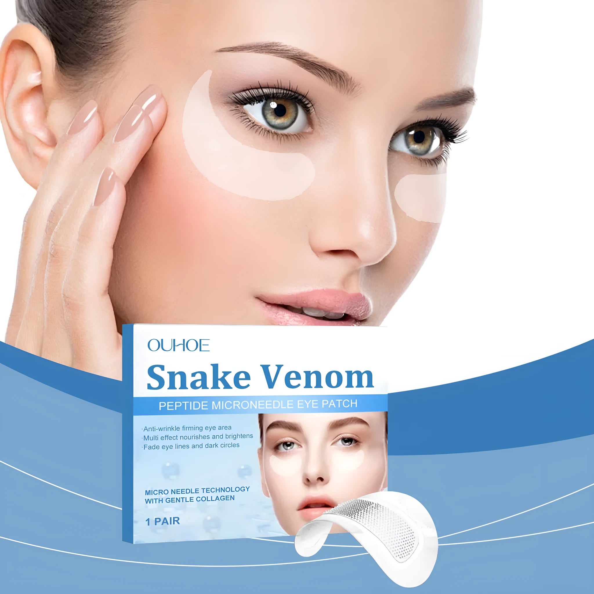 Single pair of Elastic Eye Care microneedle patches for under-eye wrinkle treatment.