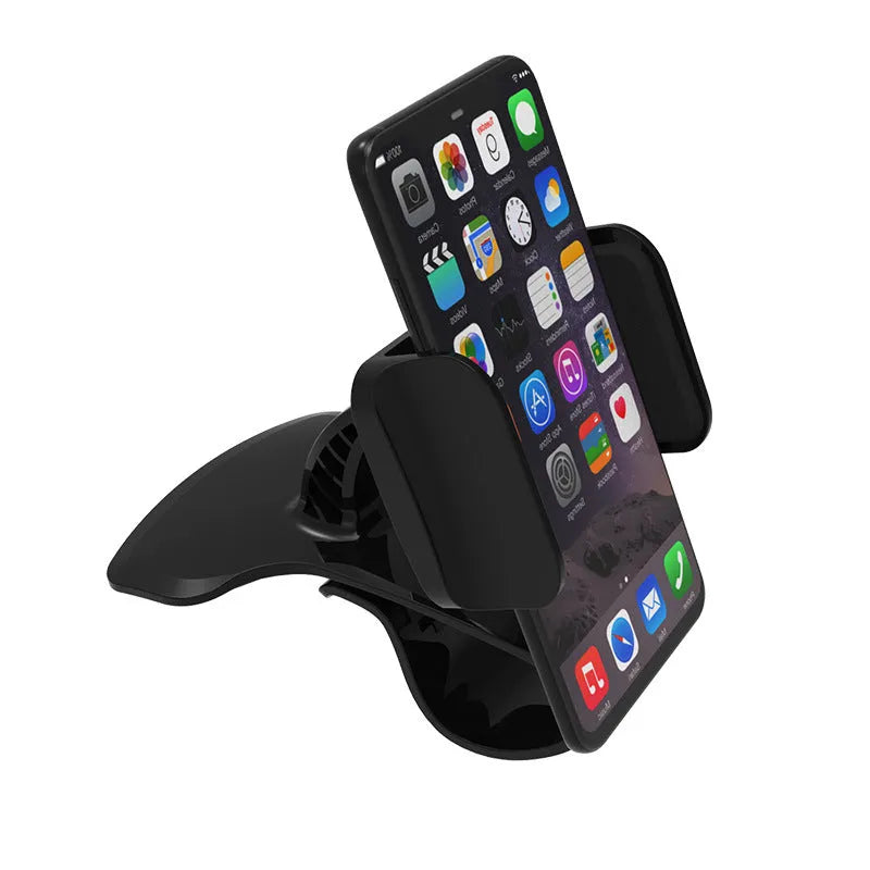Dashboard car phone holder showing adjustable clamp and silicone base in black