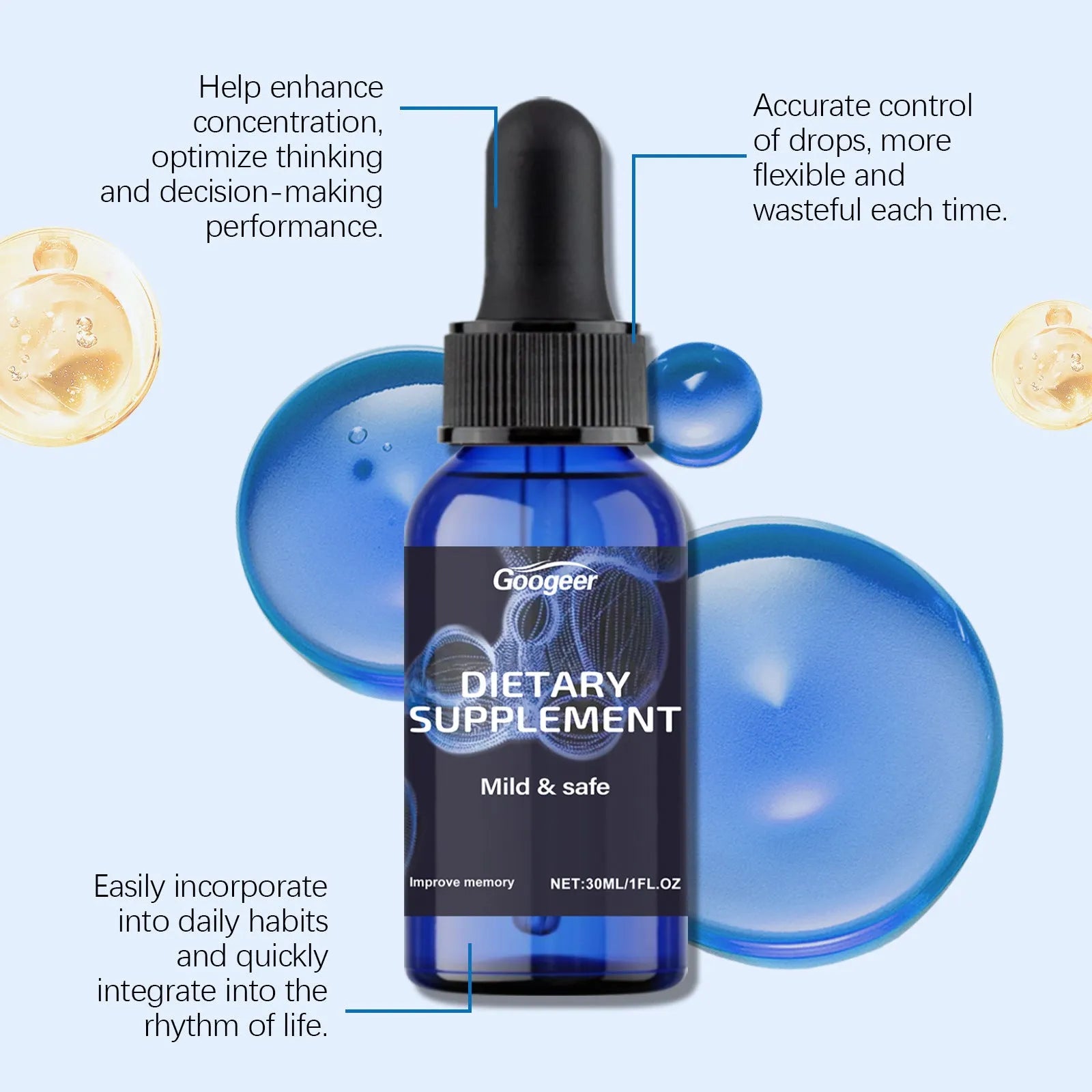 Googeer dietary supplement body treatment 30ml bottle for topical skin application