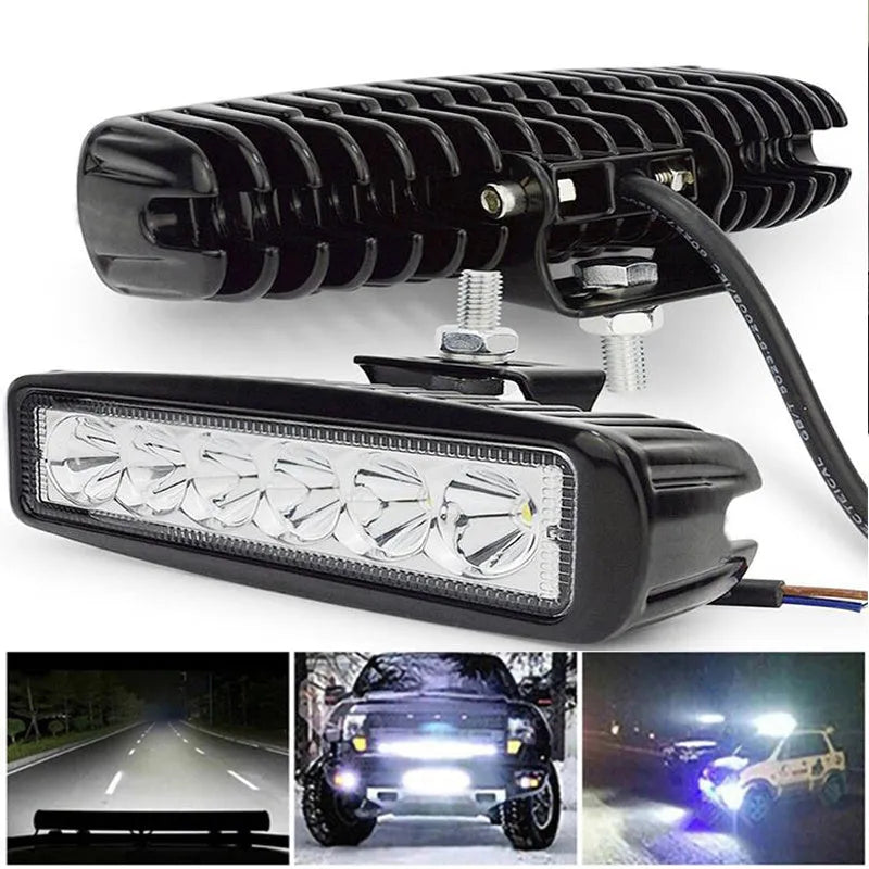 Black die-cast aluminium 18W LED auxiliary spotlight for car or 4x4 mounting