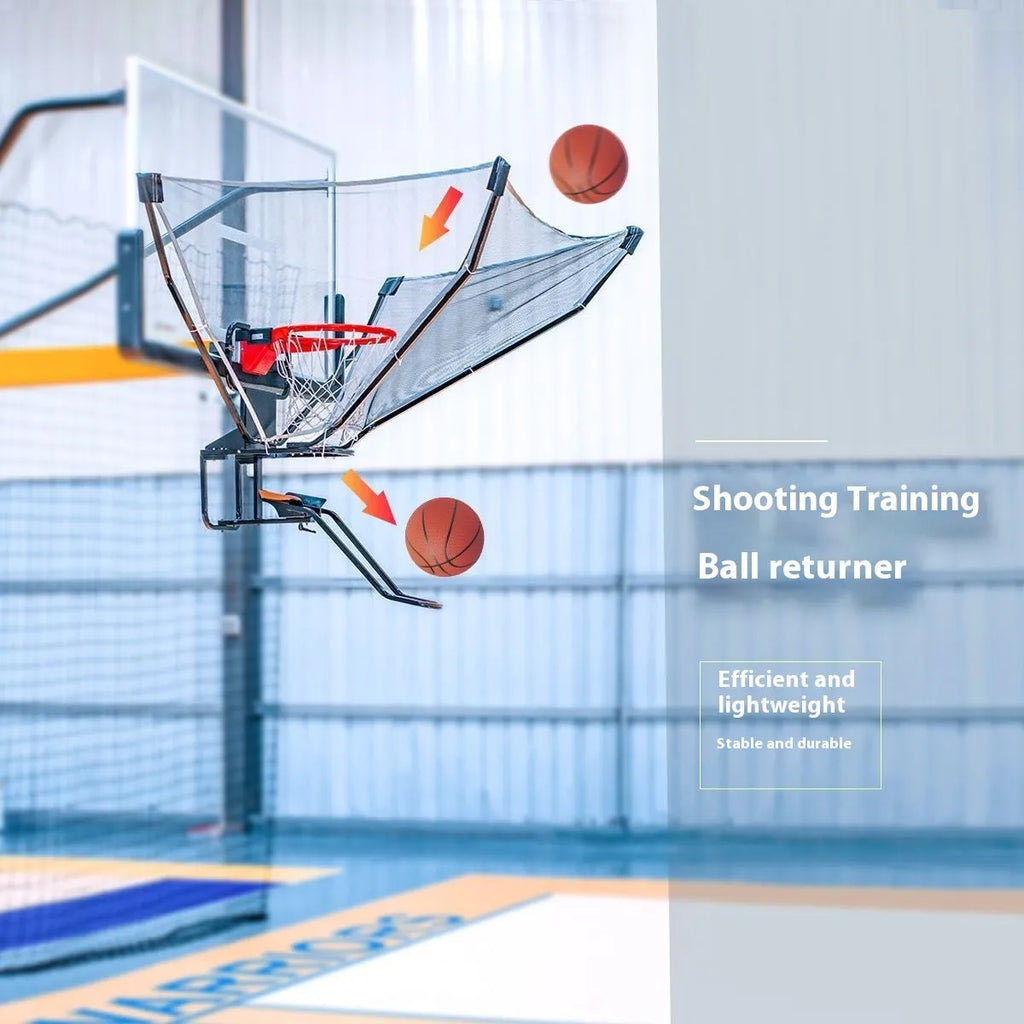 Basketball automatic serve training device with iron frame and cowhide surface for shooting practice