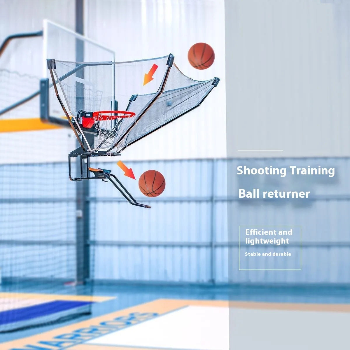 Basketball automatic serve training device with iron frame and cowhide surface for shooting practice