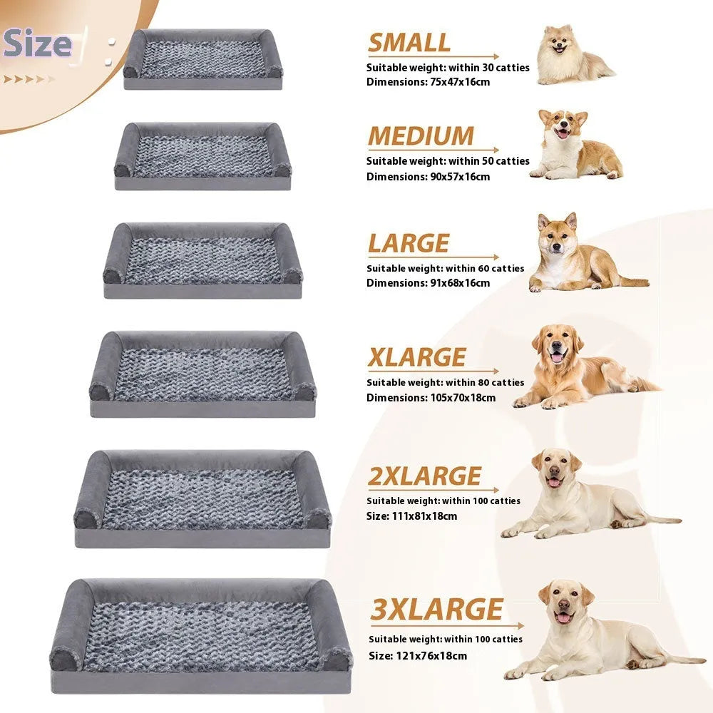 Grey U-shaped removable cover pet sofa kennel dog bed with sponge interior