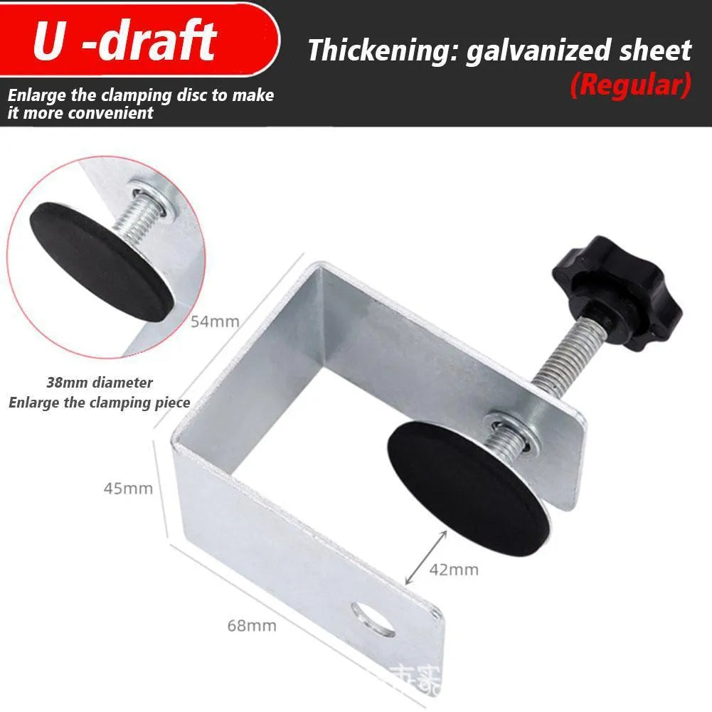 Drawer panel fixing clip set showing dual-use, three-use and U-clip designs for wood cabinet assembly
