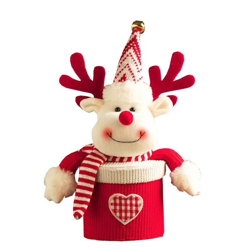 Christmas Eve gift box made of knitted flannel and Cellucotton with oversized cartoon design