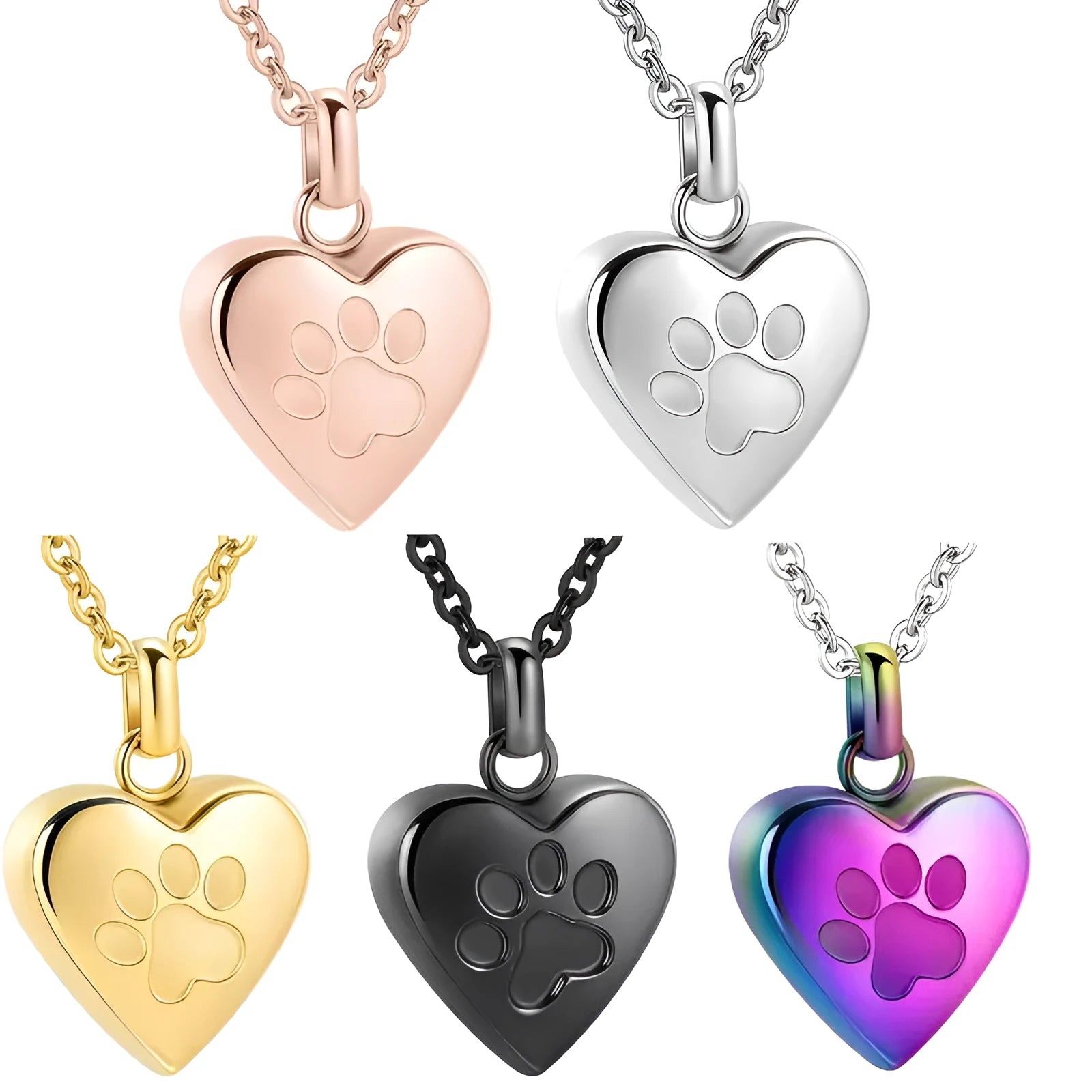 Simple love paw print titanium steel heart pendant necklace that opens.
