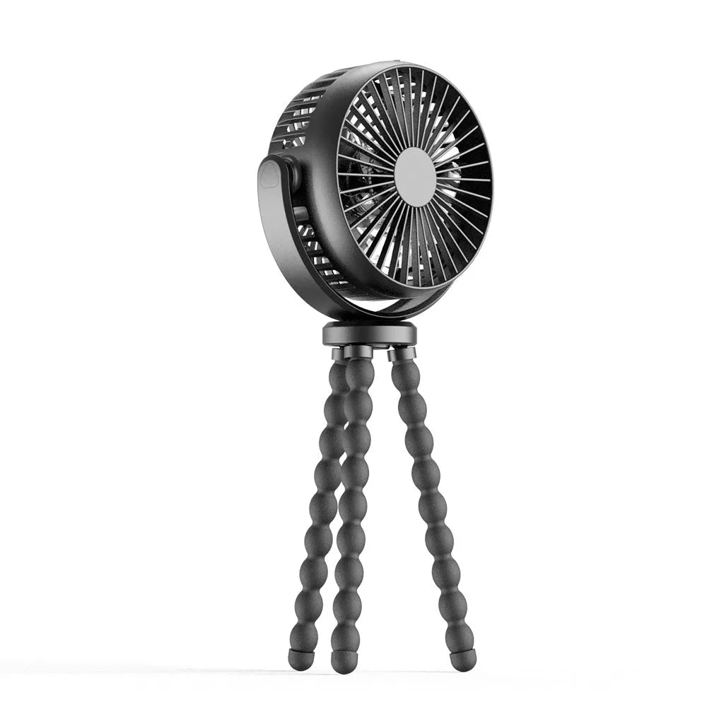 HOMEFISH F2 handheld fan with automatic shake head, LED light, and removable mounting bracket.