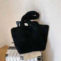 Women's plush furry tote bag 42x30x16cm in solid colour single shoulder handbag winter accessory
