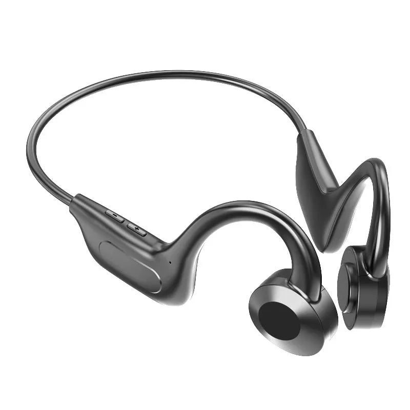 Black true wireless ear-mounted sports Bluetooth headset with hanging design