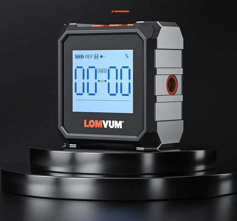 Digital laser infrared inclinometer and tape measure tool with alloy casing and backlit display.