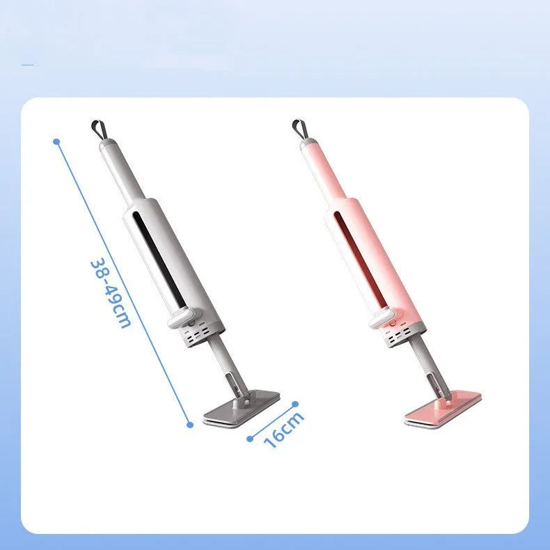 Rotatable self-squeeze flat mop with microfiber pads in grey, pink, or white.
