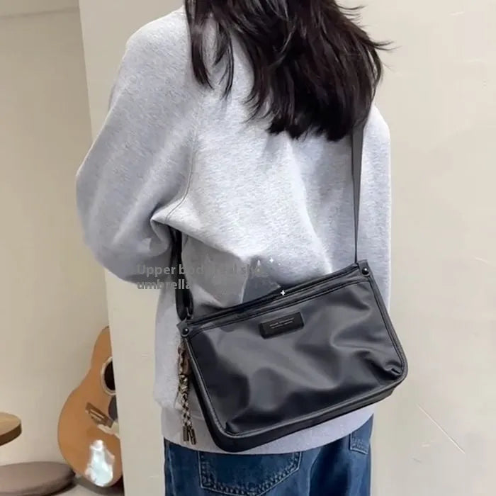 Retro style small square crossbody bag in Oxford cloth with street trend design