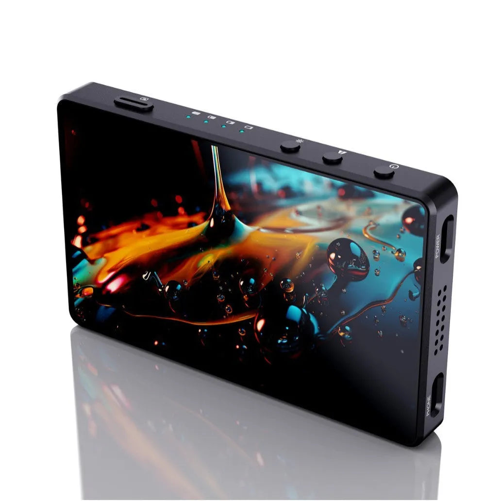 Black ABS rear magnetic selfie display for mobile phone with charging cable