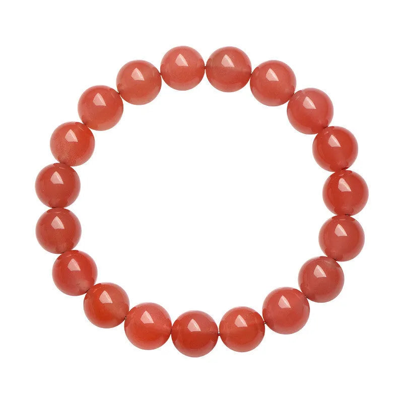 Polished South cherry red agate scattered bead bracelet shown in single and triple circle styles.