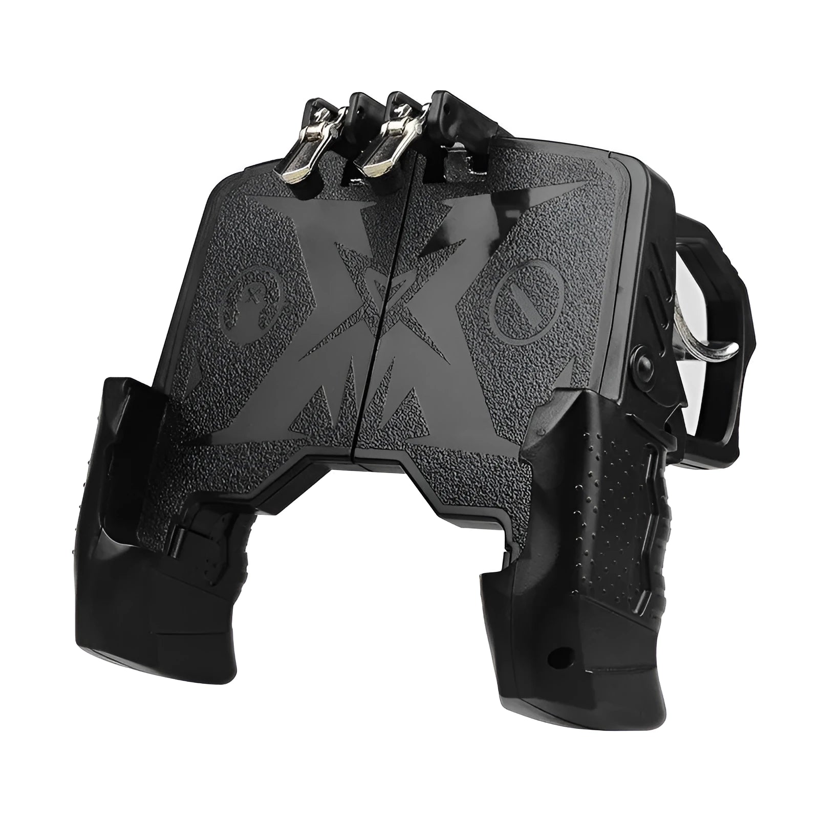 Black and brown black mobile phone game handle with wired connection and gamepad unit