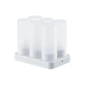 6-seat LED charging electric candle lamp set with white shell base, six yellow candle cores, cup covers, and charger