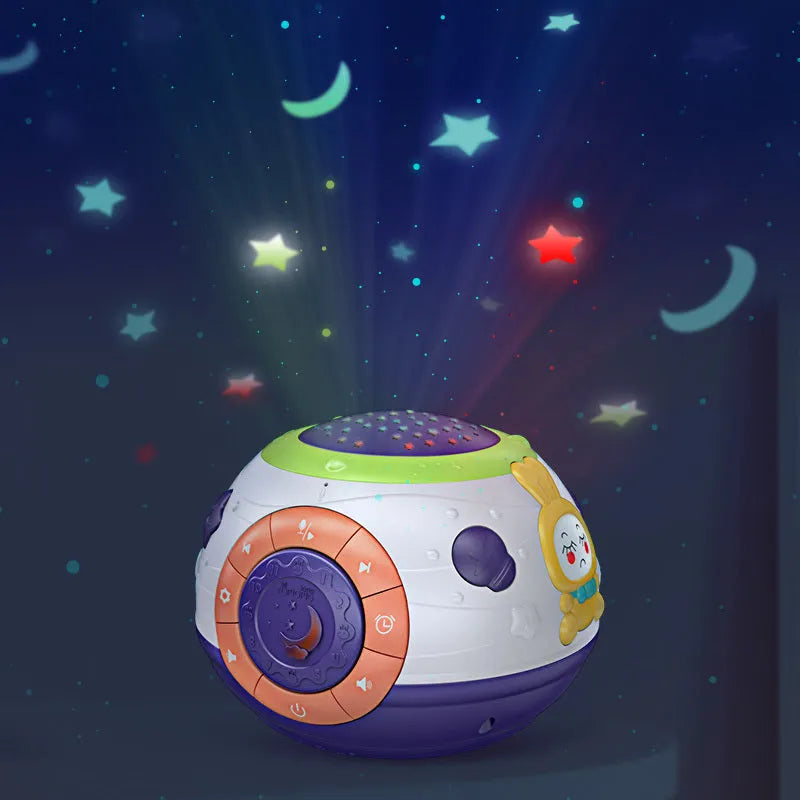 White starry sky night light projector for children with colour-changing LEDs and sound modes