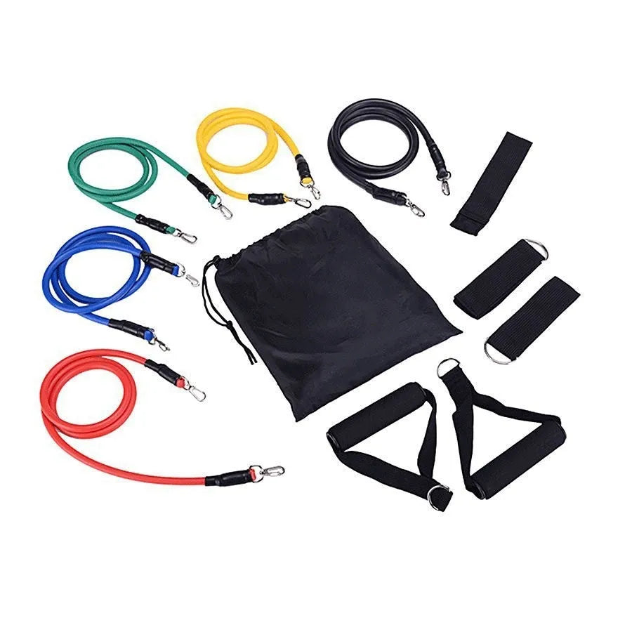 Multi-functional door sports 11-piece set with a combination pulling rope for home fitness training.