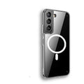 Transparent MagSafe magnetic phone case for Samsung Galaxy S21 S22 S23 on a table