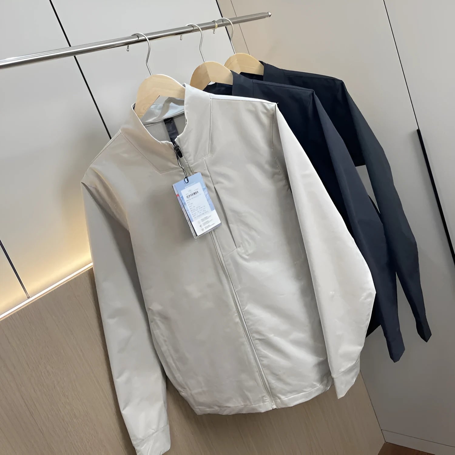 Men's stand collar casual jacket in polyester available in multiple colours and sizes