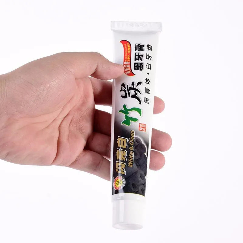 Black bamboo charcoal toothpaste tube for whitening teeth and oral hygiene