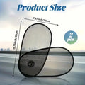 Black stretchy car side window sunshade for baby with suction cups attached to glass.