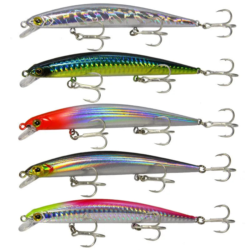 Topwater fishing lure ABS plastic 11.5cm 11g with treble hook in Silver Bar colour