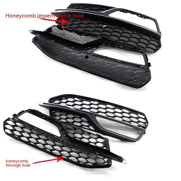 Black Audi A3 Sport S3 front bumper fog lamp grille for 2013-2016 models with electroplated finish
